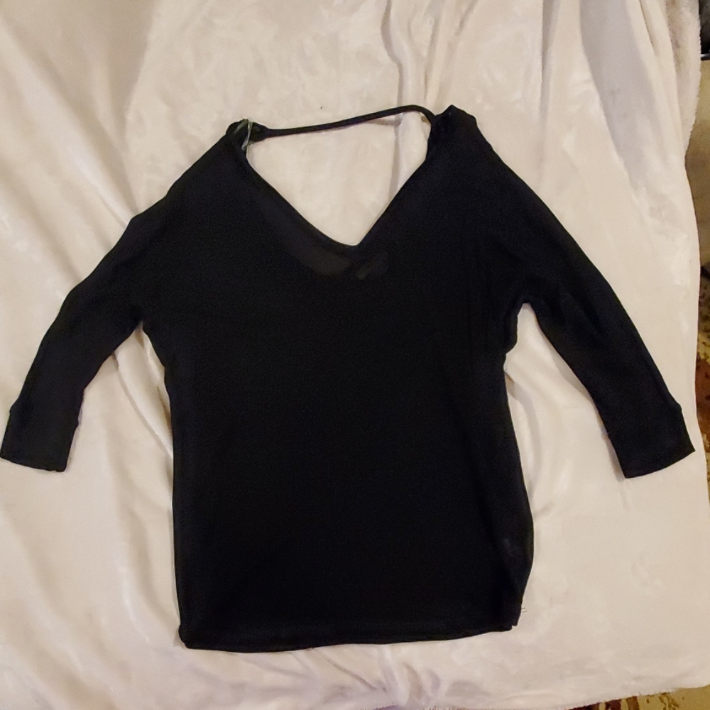 Zenana Outfitters  V-neck top with an open strappy back detail Medium